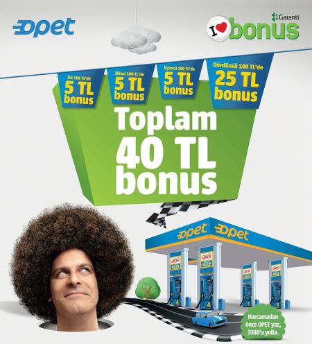 OPET’te Bonus Card ile yapılan alışverişlerde  40 TL Bonus fırsatı.