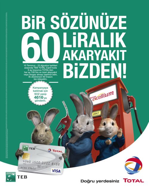 TOTAL VE TEB’DEN TEB TOTAL CARD SAHİPLERİNE 60 TL DEĞERİNDE AKARYAKIT HEDİYE