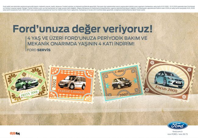 4 yaş ve üzeri Ford’unuza serviste yaşının 4 katı indirim  Ford’unuza değer veriyoruz