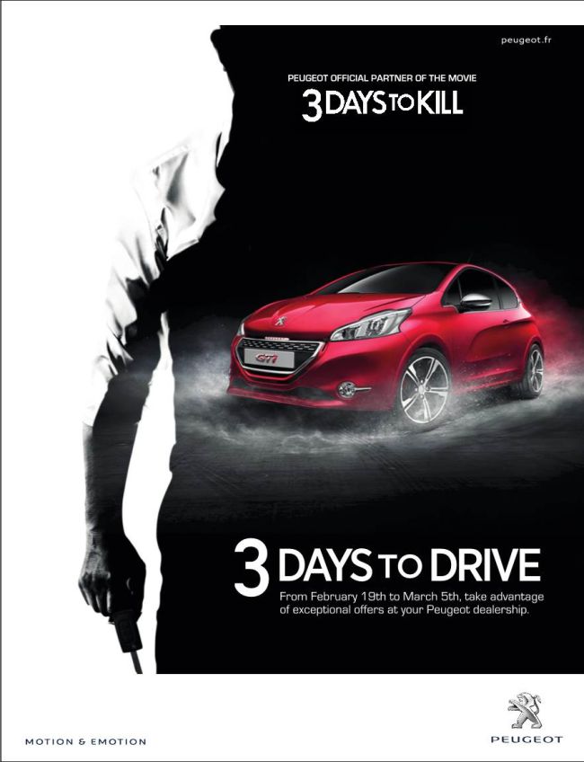 Başrollerini Kevin Costner ve Amber Heard’ın paylaştığı  “Son 3 Gün Filmi”nin yıldızları Peugeot