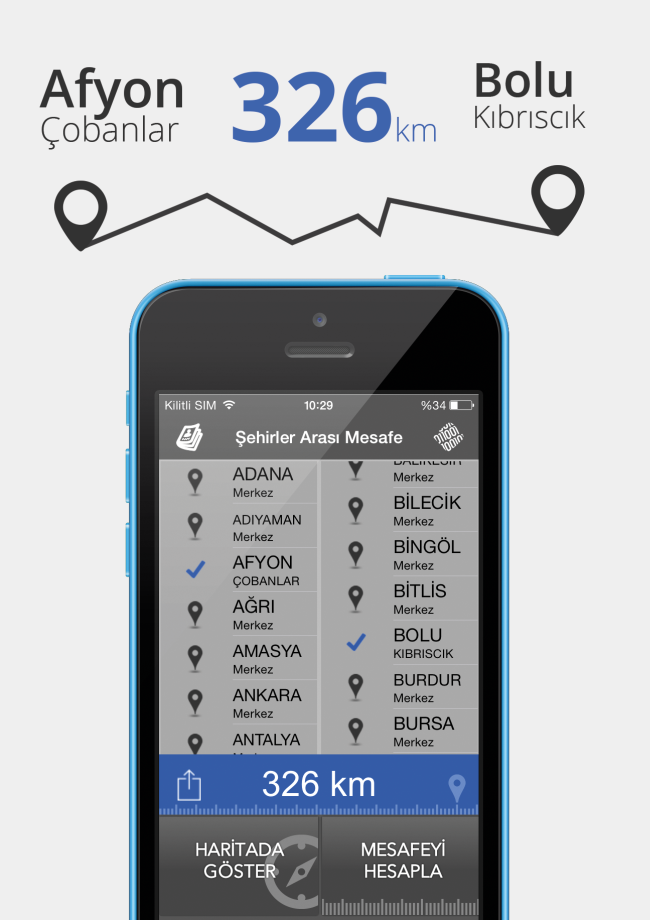 Şehirlerarası Mesafeler  Cebinize Geldi
