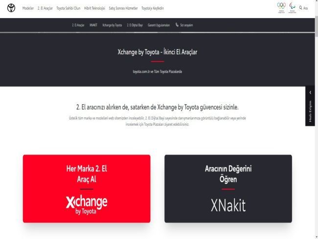 İkinci Elde Tüm Marka ve Modeller İçin Yeni Adres “toyota.com.tr” Oldu 